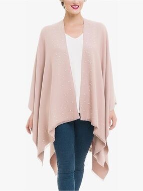 Embellished Light Pink Pearl Shawl; Good. Condition.